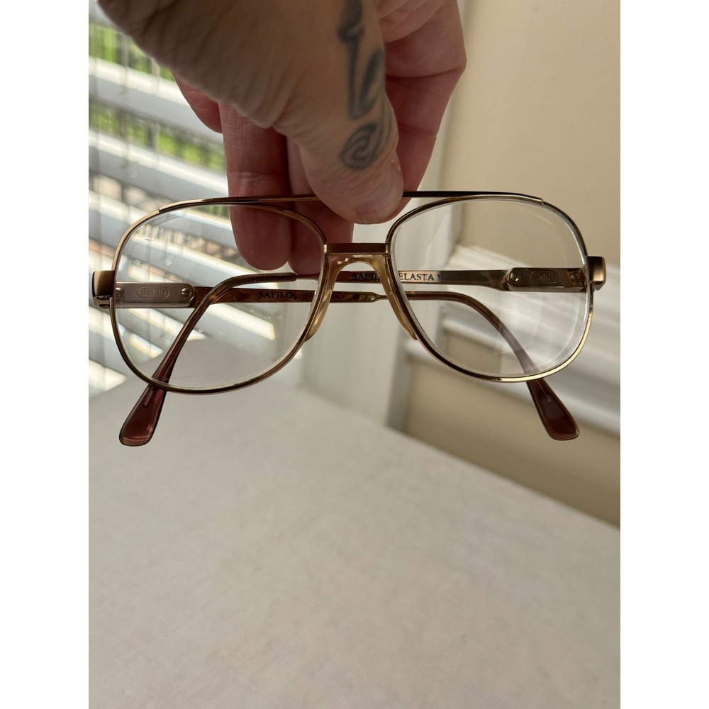 Vintage Safilo Elasta 3006 Gold Tone Aviator Eyeglasses Frames Italy 53-15-140 - Picture 2 of 8